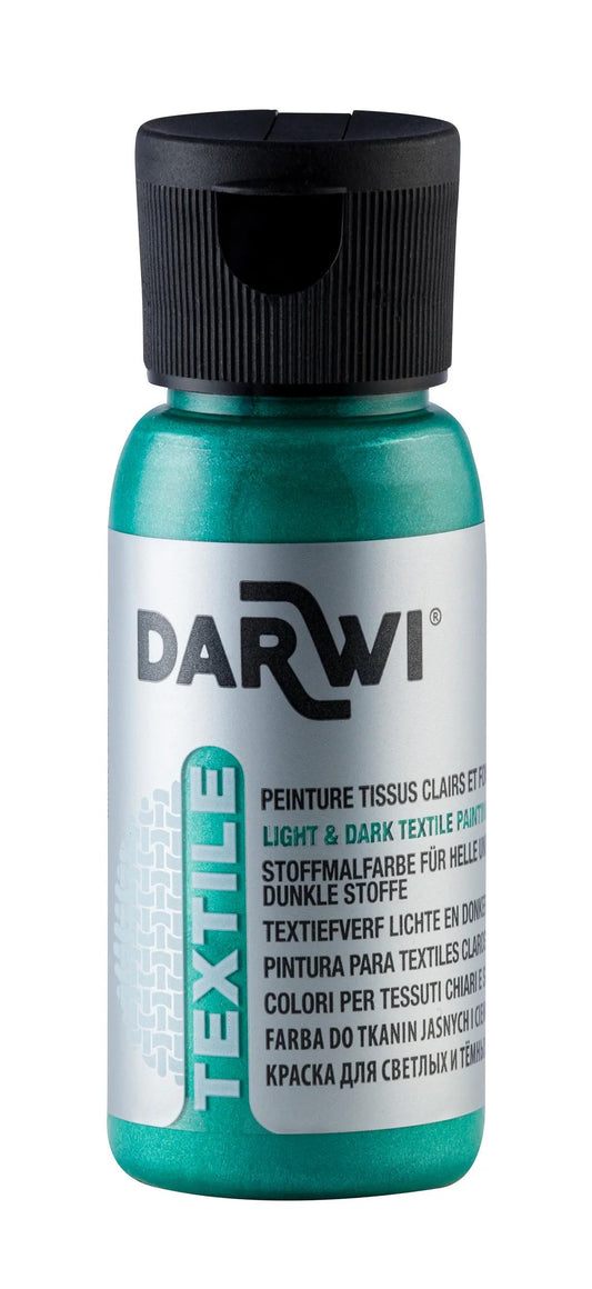 DARWI 50 ml bottle of Textile Paint Naked - Emerald pearl 695 (Pack x4)