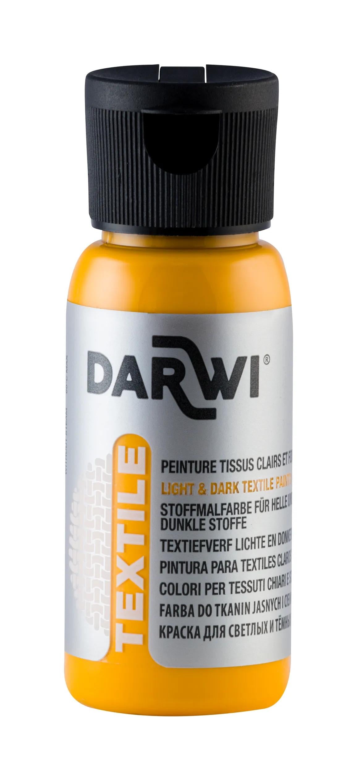 DARWI Flacon de 50 ml de Peinture Textile Opaque - jaune soleil (Lot x4)