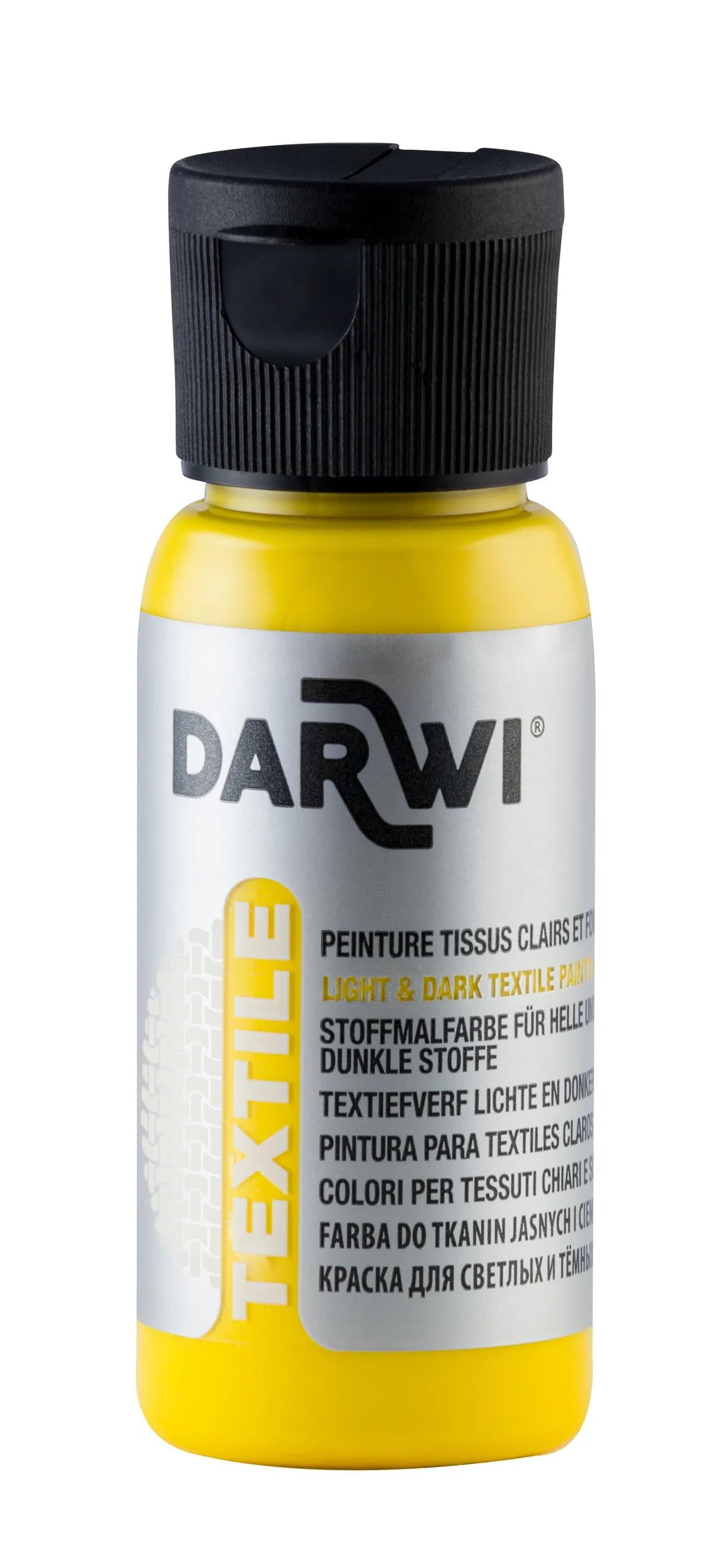 DARWI 50 ml Opaque Textil Malflasche - Gelb (Paket x4)