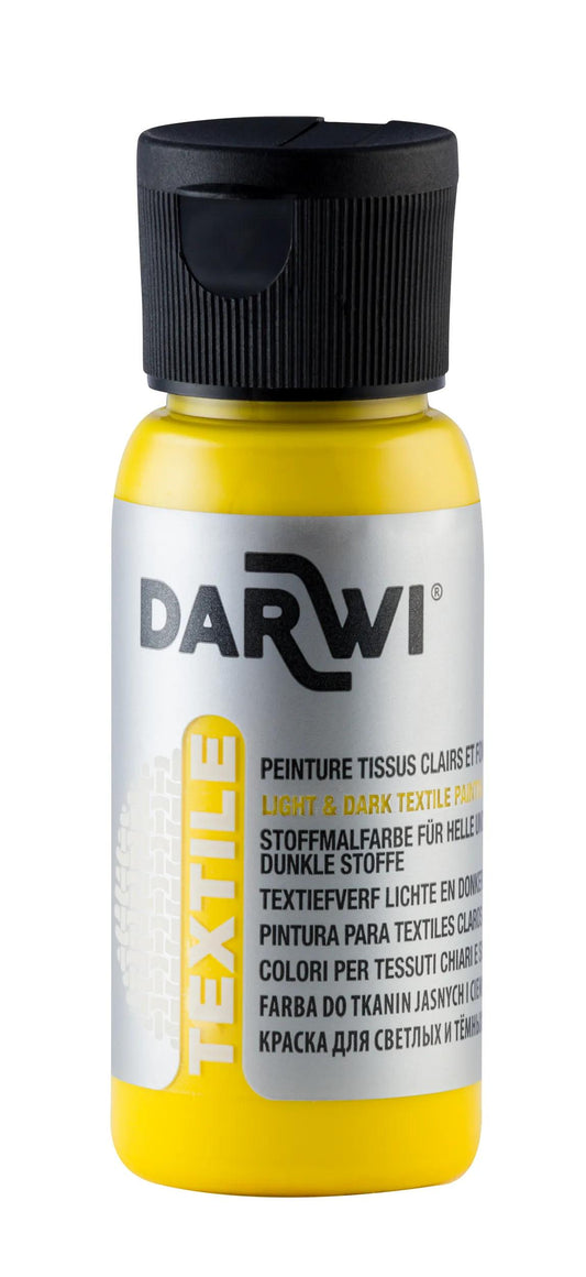 DARWI 50 ml Opaque Textile Paint Bottle - Yellow 751 (Pack x4)