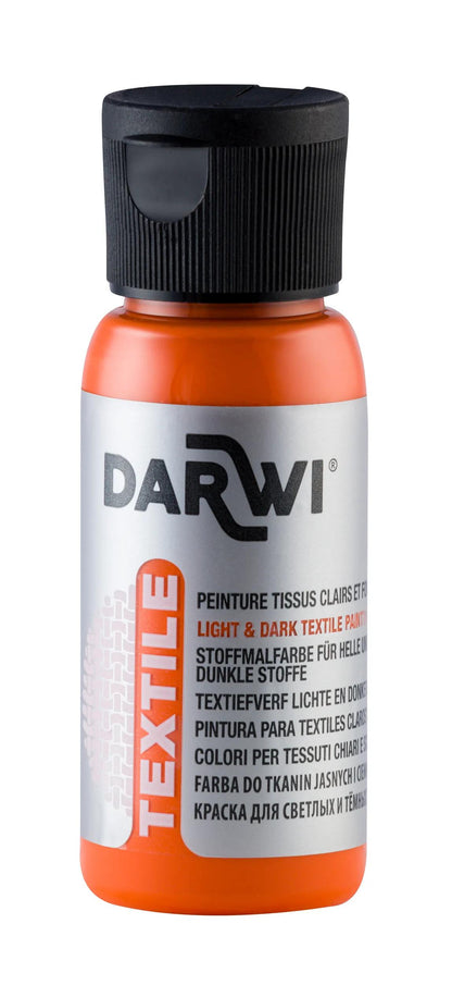 DARWI 50 ml Opaque Textile Paint Bottle - Orange 752 (Pack x4)