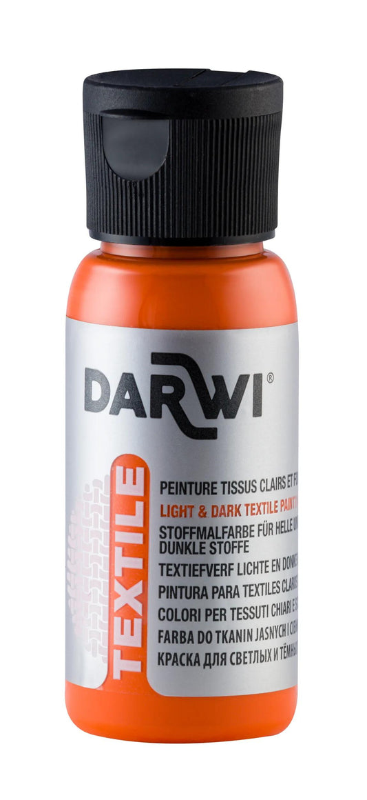 DARWI 50 ml Opaque Textile Paint Bottle - Orange 752 (Pack x4)