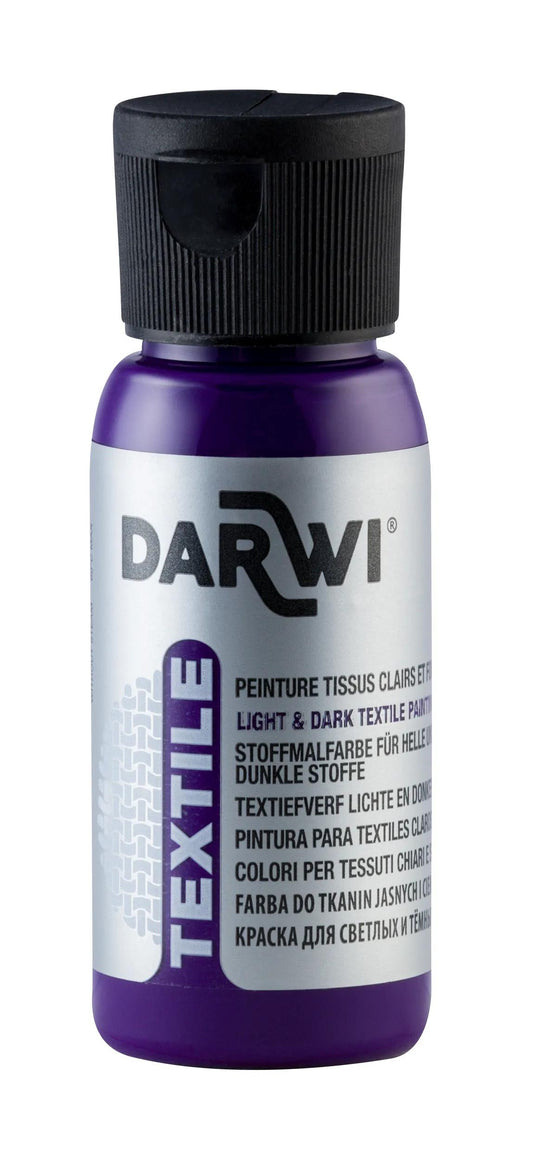 DARWI 50 ml Opaque Textile Paint Bottle - Violet 900 (Pack x4)