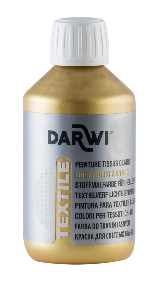 DARWI 250 ml Metallic Textile Paint Bottle - Gold 050 (Pack x3)