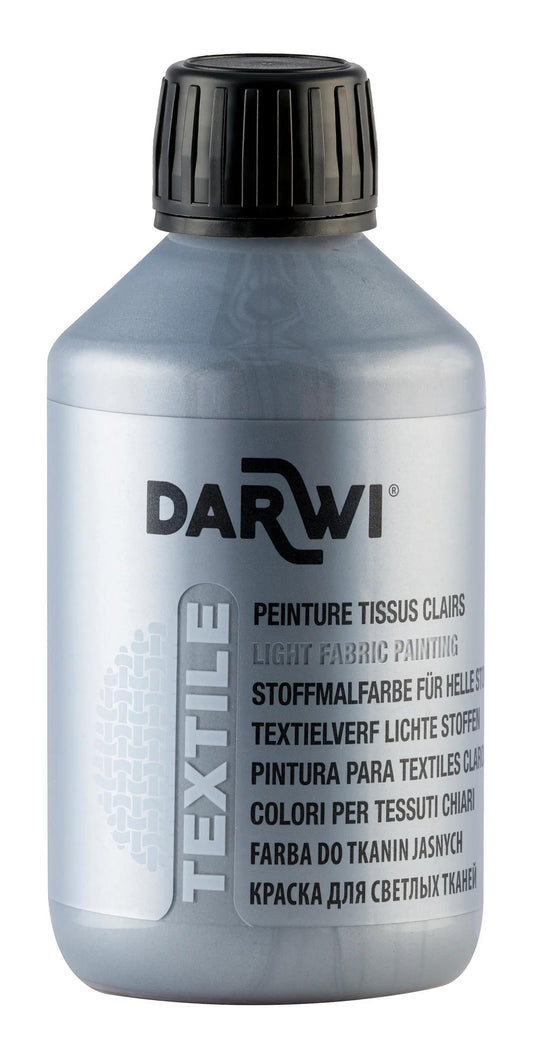 DARWI 250 ml Metallic Textile Paint Bottle - Silver 080 (Pack x3)