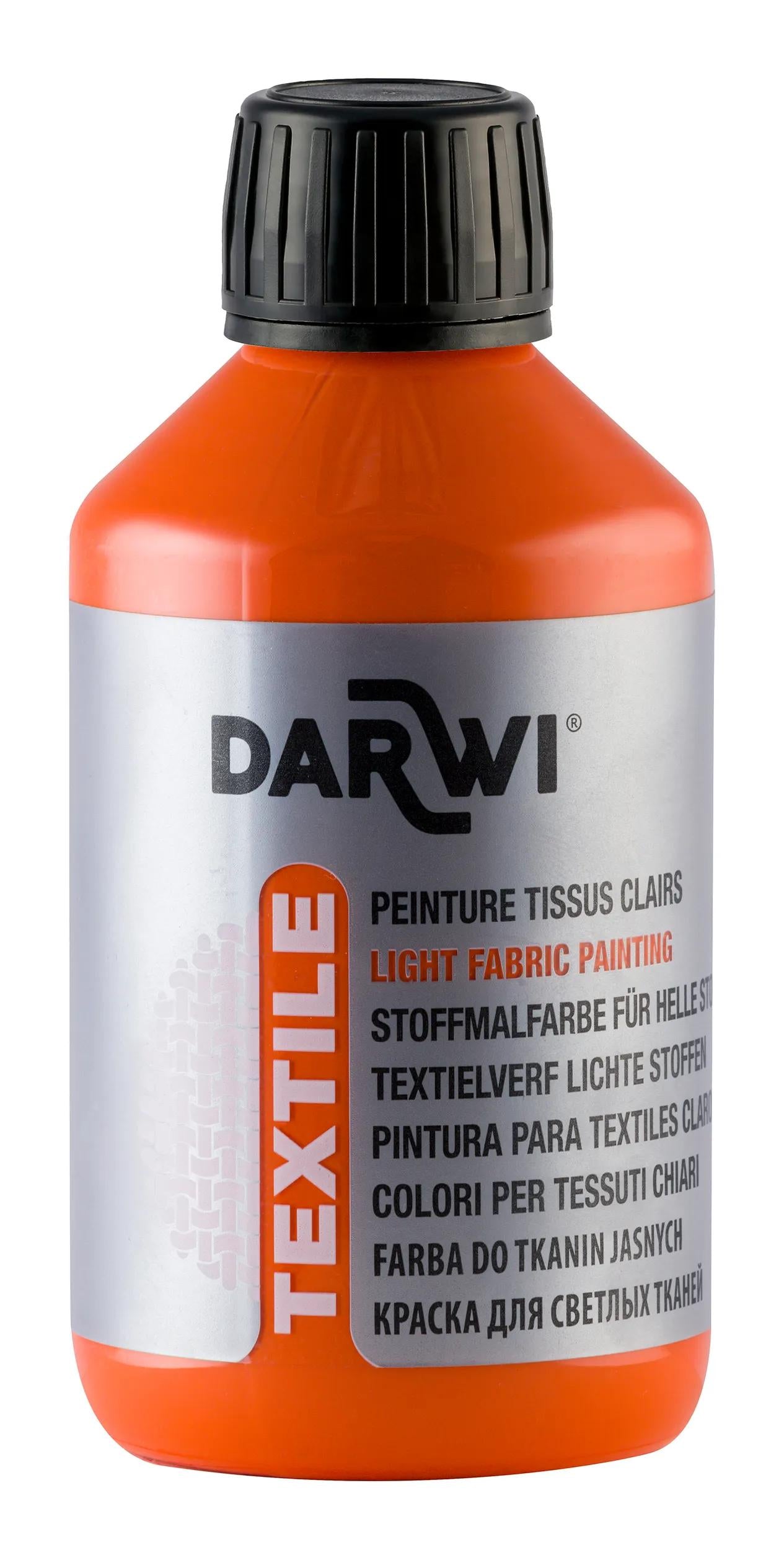 DARWI 250 ml Opaque Tessile Vernice Bottiglia - Arancione (Pacchetto x3)