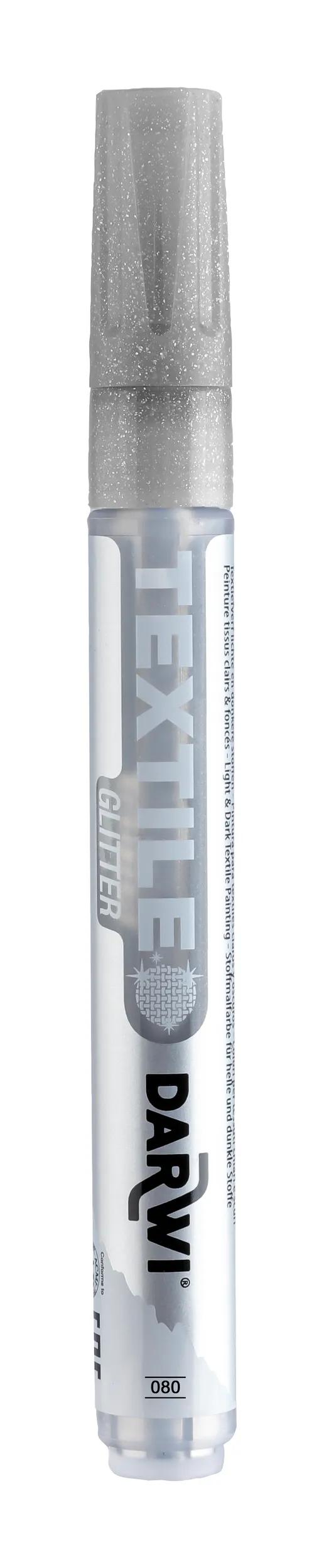 DARWI Marker Tessile Pittura filettata Fine Conical Point 2mm - Argento (Pacchetto x6)