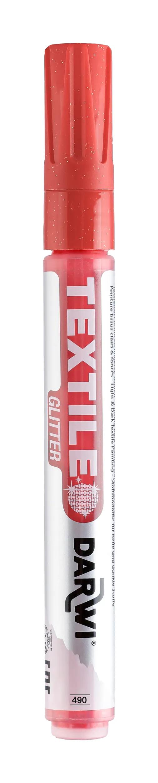 DARWI Marker Textile Painting Strawberry Pointe Conique Fine 2mm - vermillon 490 (Pack x6)