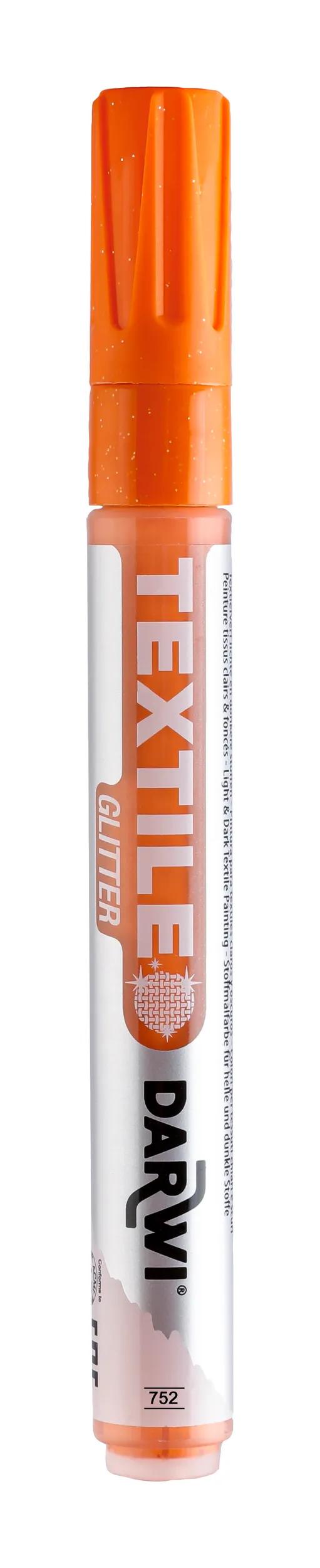 DARWI Marker Textile Painting Threaded Fine Conical Point 2mm - Orange 752 (Pack x6)