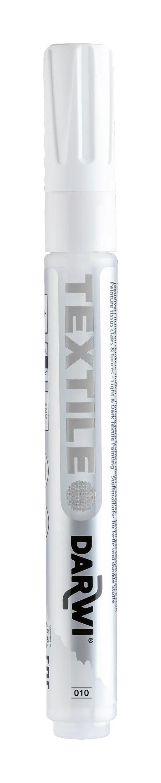 DARWI Marker Textile Painting Opaque Pointe Conique Fine 2mm - White 010 (Pack x6)