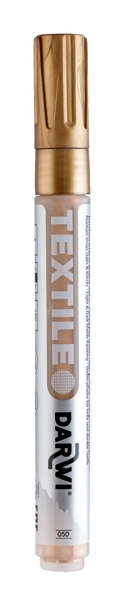 DARWI Marker Textilmalerei Opaque Pointe Conique Fine 2mm - Gold (Paket x6)