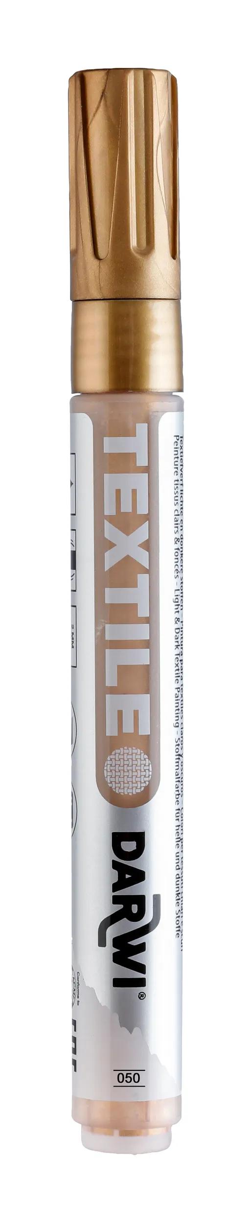 DARWI Marker Textile Painting Opaque Pointe Conique Fine 2mm - Gold 050 (Pack x6)