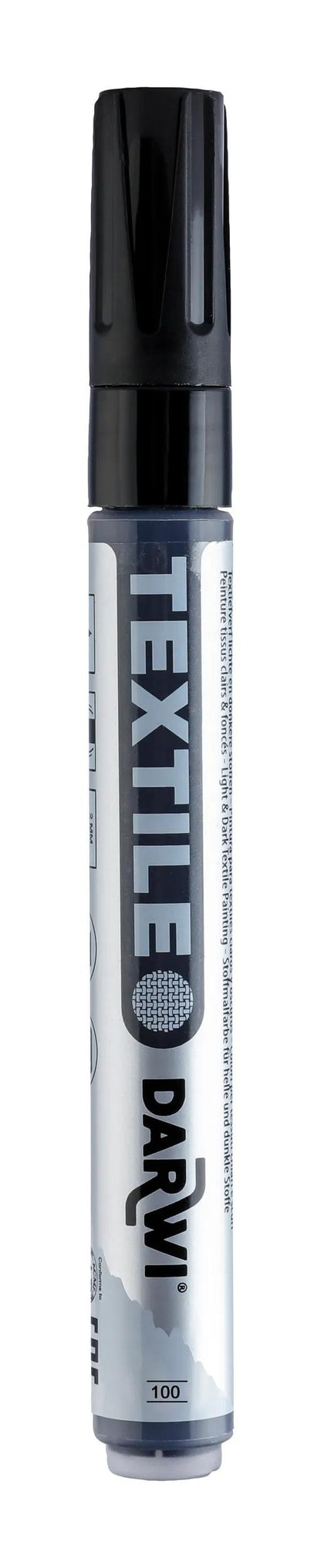 DARWI Marker Textillack Opaque Fine Conical Point 2mm - Schwarz (Paket x6)