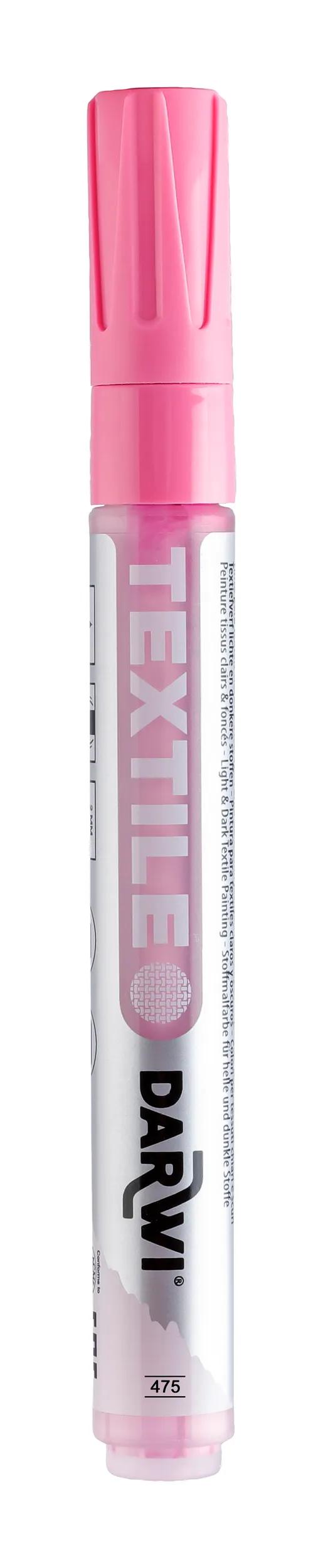 DARWI Marker Textile Painting Opaque Fine Conical Point 2mm - Pink 475 (Pack x6)