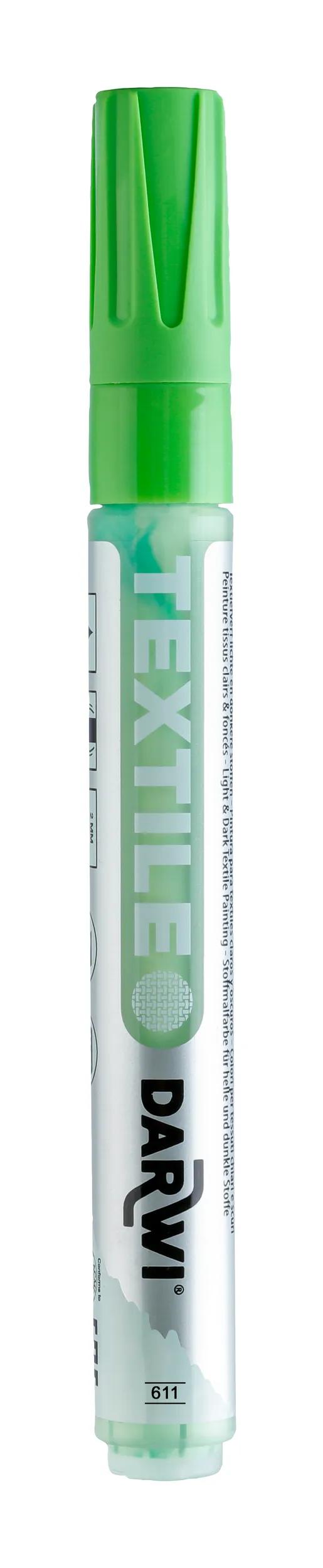 DARWI Marker Textile Painting Opaque Pointe Conique Fine 2mm - Green meadow 611 (Pack x6)