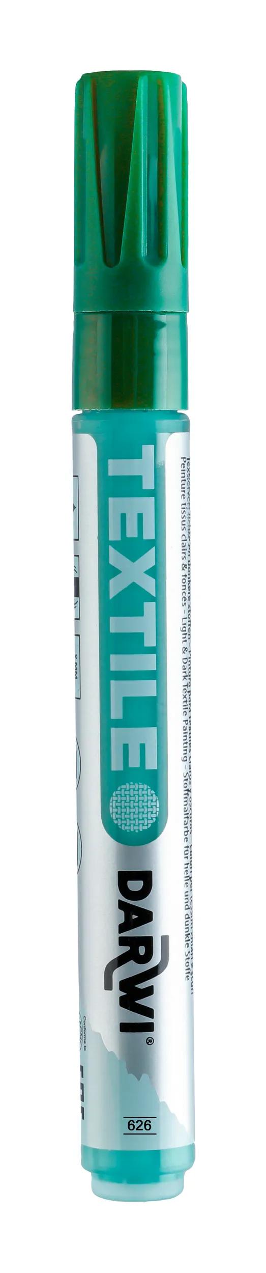 DARWI Marker Textile Painting Opaque Pointe Conique Fine 2mm - Green fir 626 (Pack x6)