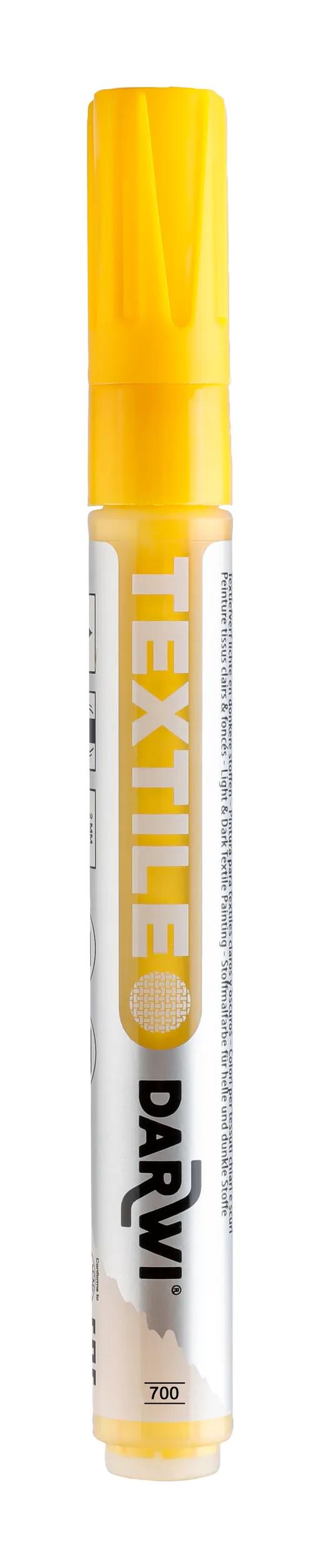 DARWI Marker Textile Painting Opaque Pointe Conique Fine 2mm - Yellow 700 (Pack x6)
