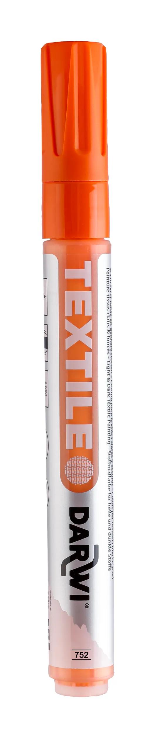 DARWI Marker Textile Painting Opaque Pointe Conique Fine 2mm - Orange 752 (Pack x6)