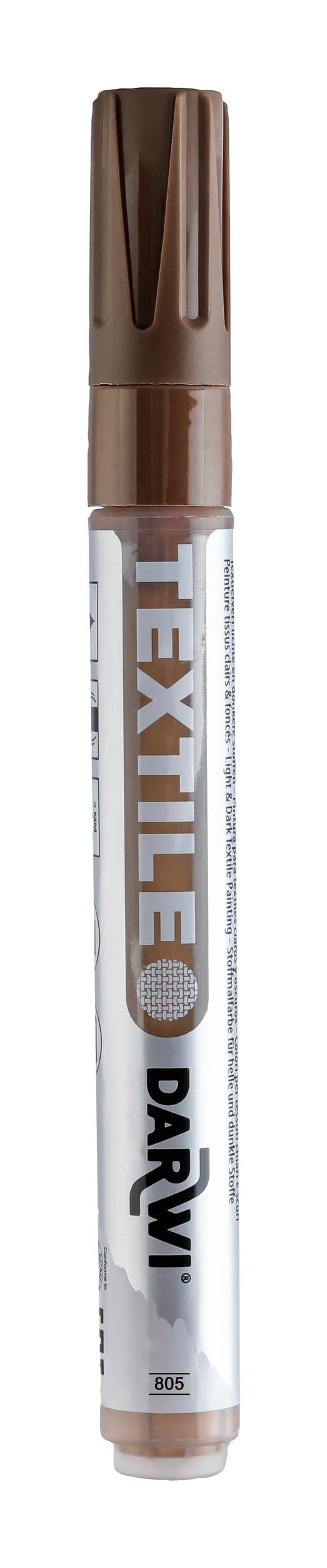 DARWI Marker Textilmalerei Opaque Fine Conical Point 2mm - Dark Brown (Paket x6)