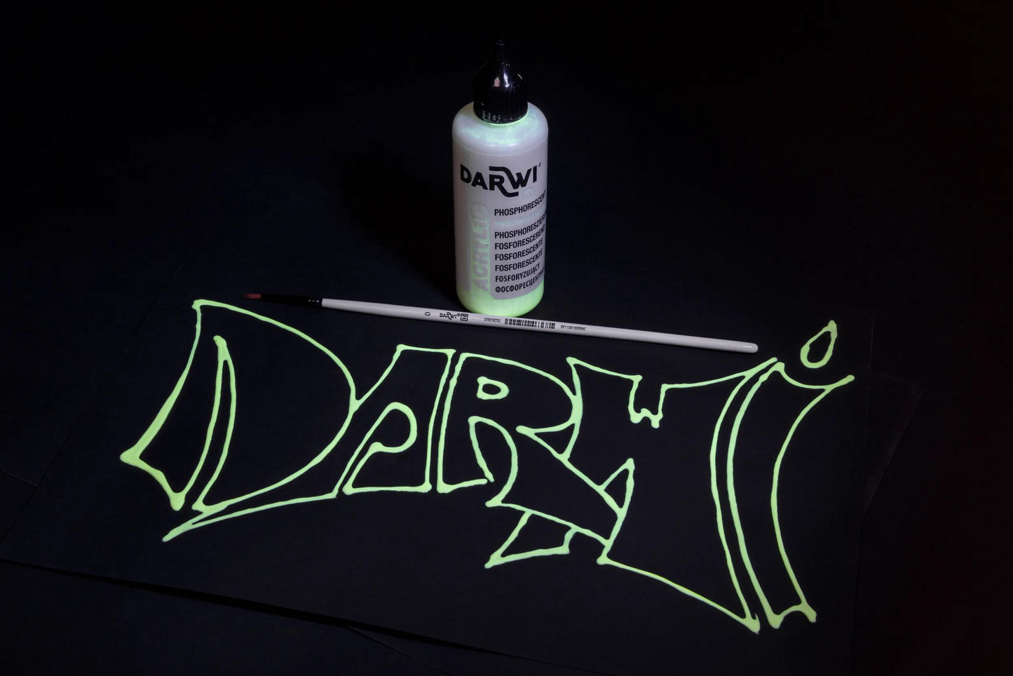 Darwi 80 ml bottle of Universal Acrylic Paint Phosphorescent - Nightlight 024