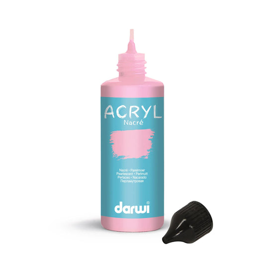 Darwi 80 ml Nacre Universal Acrylic Paint Bottle - Pink 475 (Pack x5)