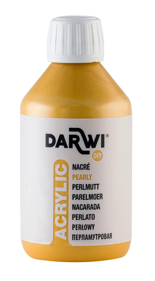 Darwi 250 ml Nacre Universal Acrylic Paint Bottle - Yellow Gold 751 (Pack x3)