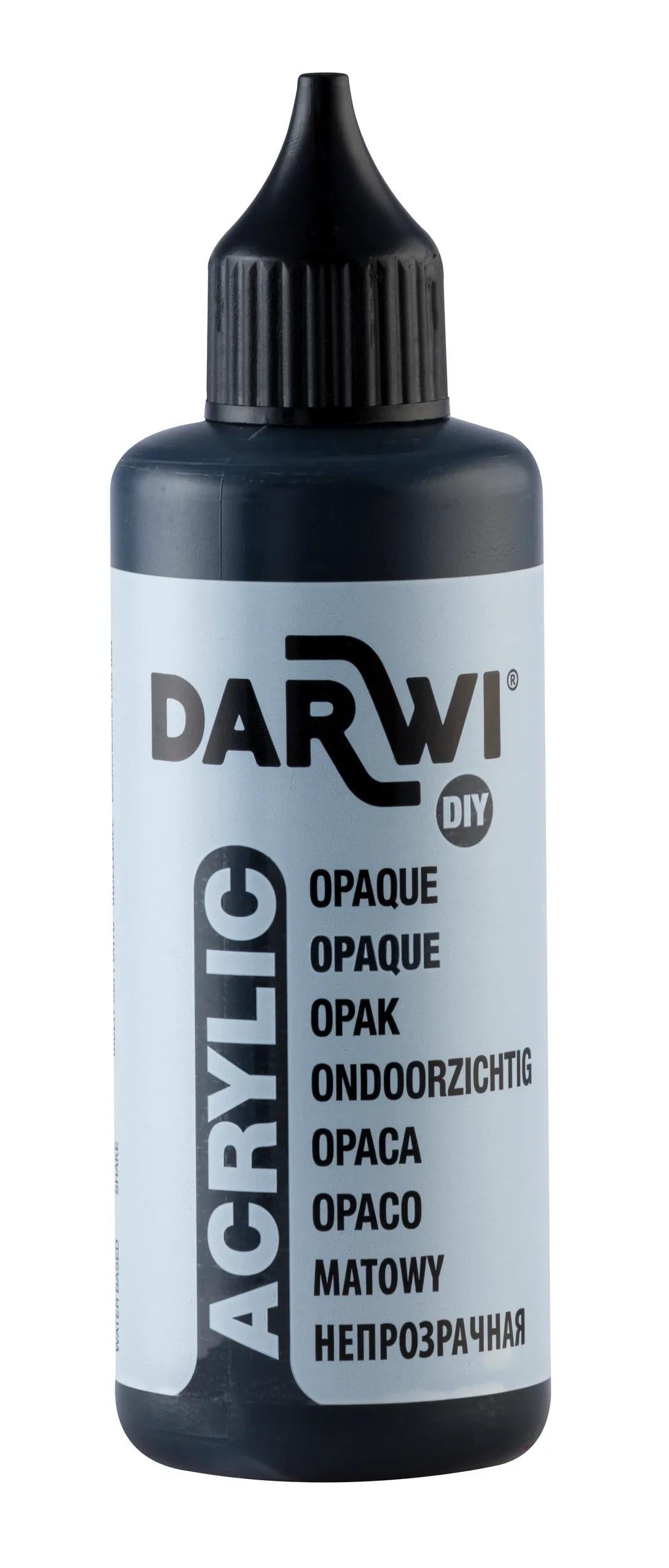 Darwi 80ml Bottle Universal Opaque Acrylic Painting - Black 100 (Pack x5)