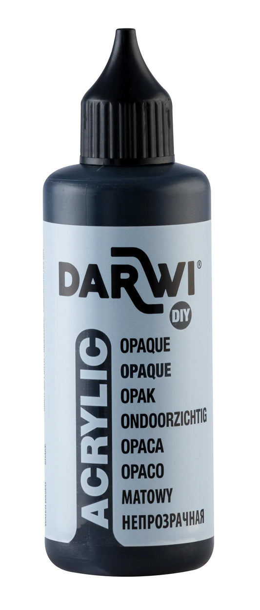 Darwi 80ml Bottle Universal Opaque Acrylic Painting - Black 100 (Pack x5)
