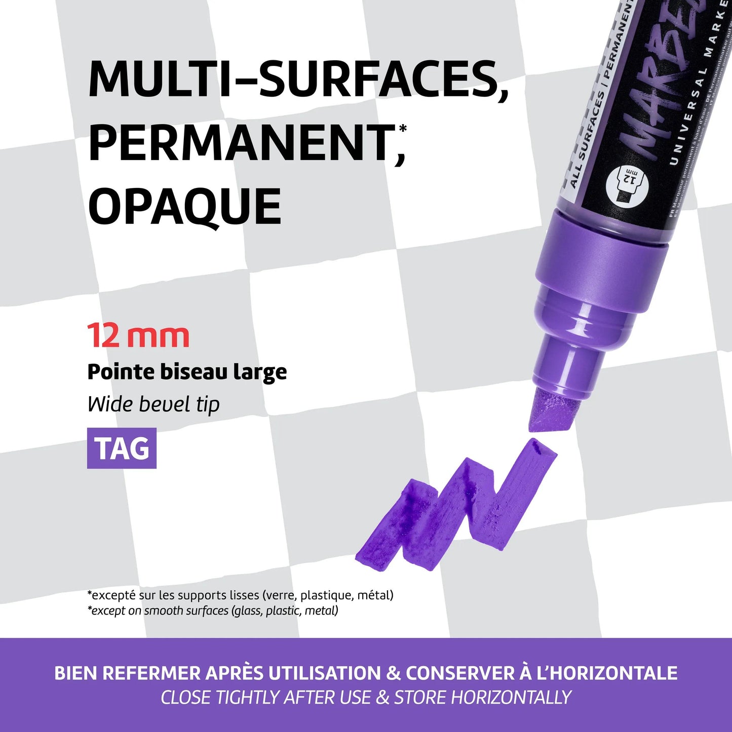 MARBEL Universal Marker Pointe Biseau Large 12mm - White 010 (Pack x3)