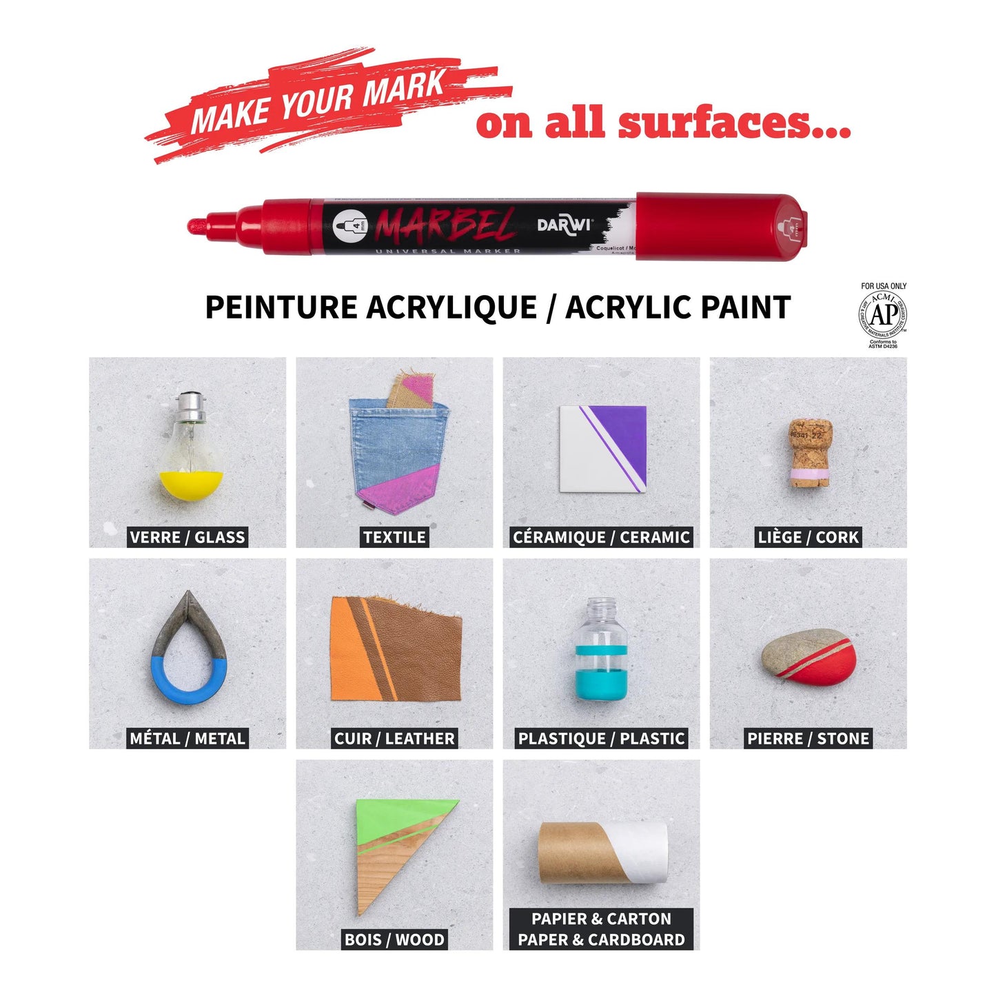 MARBEL Universal Marker Pointe Biseau Large 12mm - Anthracite 158 (Pack x3)
