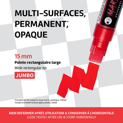 MARBEL Marqueur Universel Pointe Rectangulaire Large 15mm - Rose (Lot x3)