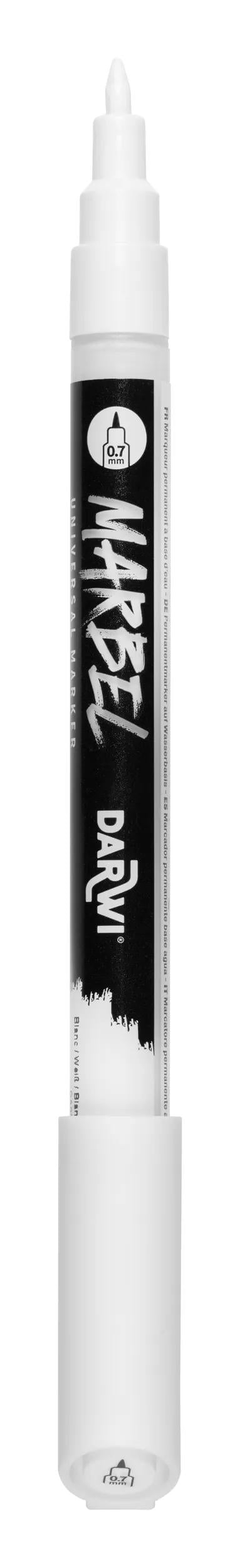MARBEL Universal Point Marker Extra Fine 0.7mm - White 010 (Pack x6)