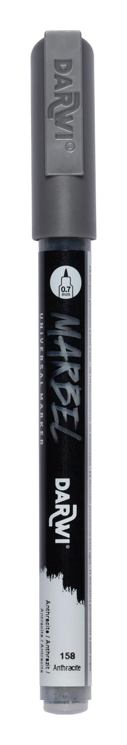 MARBEL Marqueur Universel Pointe Pointue Extra Fine 0,7mm - Anthracite (Lot x6)