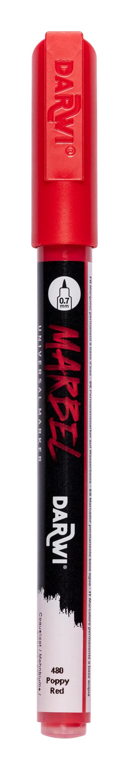 MARBEL Universal Marker Pointe Pointue Extra Fine 0.7mm - Coquelicot 480 (Pack x6)