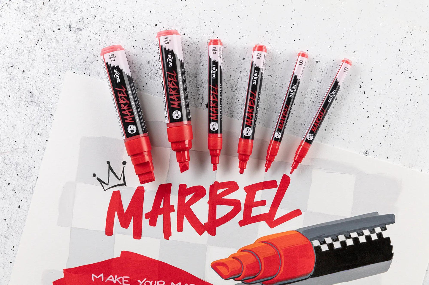 MARBEL Universal Marker Pointe Conique Fine 2mm - Coquelicot 480 (Pack x6)