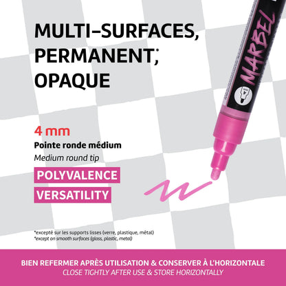 MARBEL Universal Pointe Ronde Medium 4mm marker - Black 100 (Pack x6)