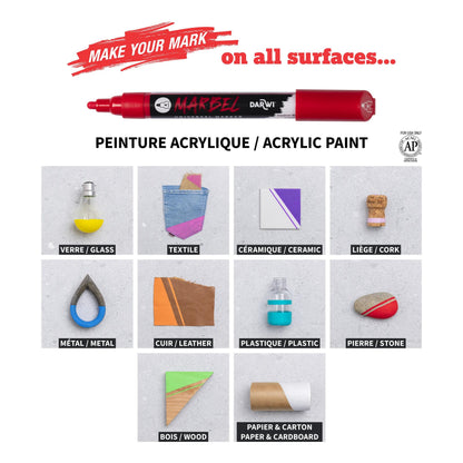 MARBEL Universal Pointe Ronde Medium 4mm marker - Black 100 (Pack x6)