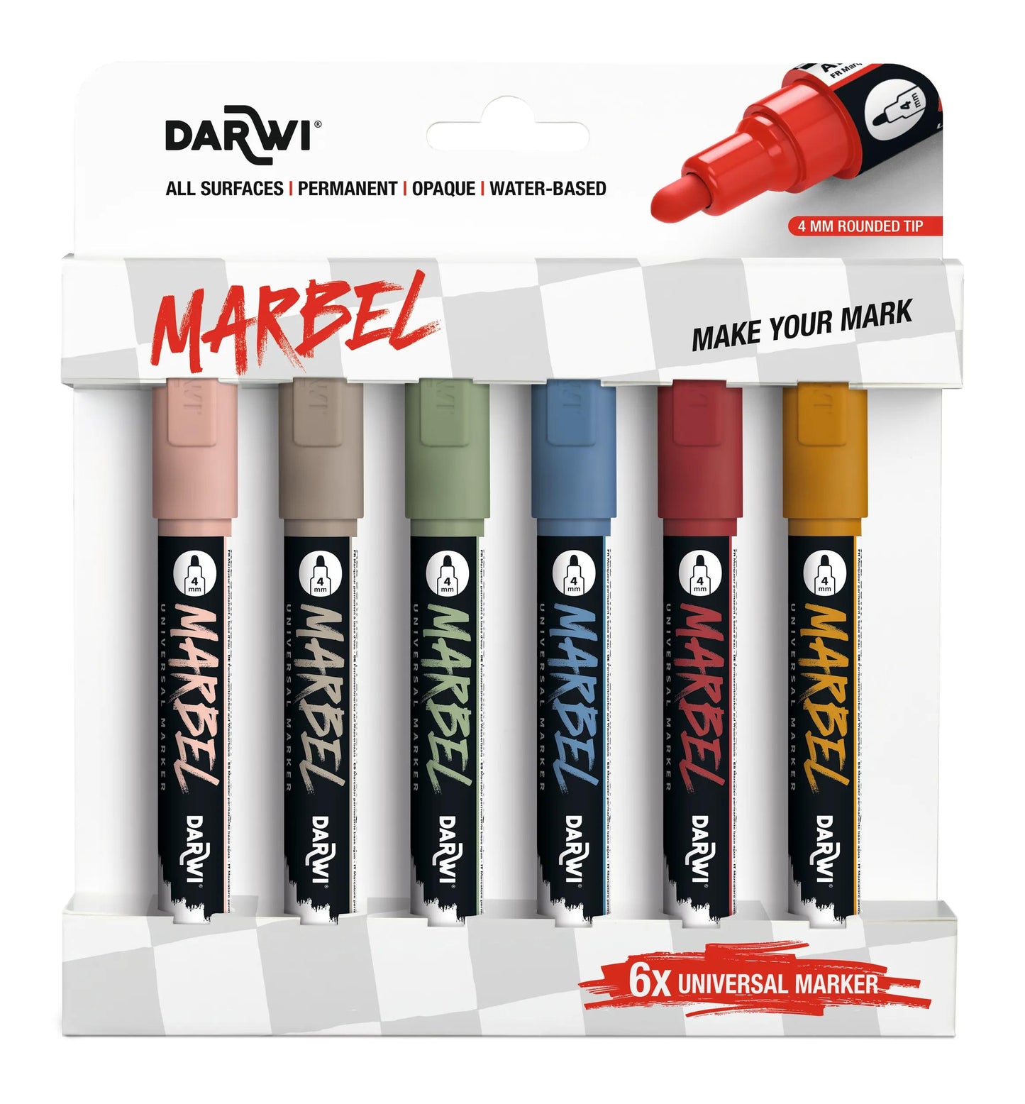 MARBEL Set of 6 Universal Pointe Ronde Medium 4mm Markers, Nature Range - Nature Range
