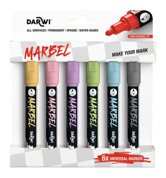 MARBEL Set of 6 Universal Pointe Ronde Medium 4mm Markers, Pastel Set - Pastel Set