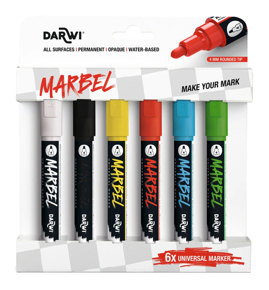 MARBEL Set of 6 Universal Pointe Ronde Medium 4mm Markers, Primary Set - Primary Set