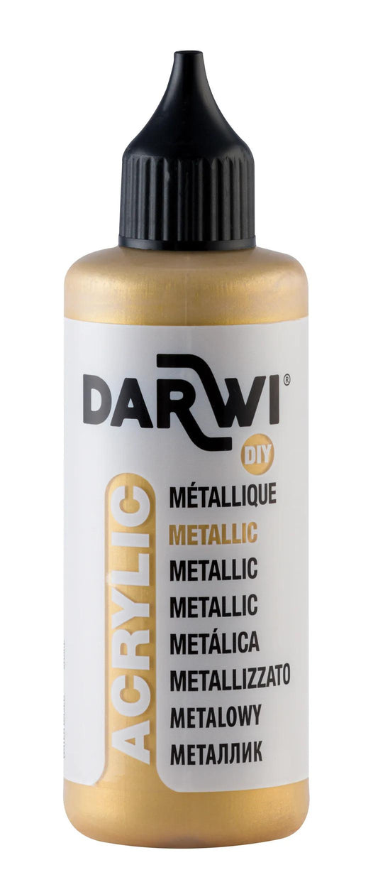 Darwi 80 ml Bottle of Universal Metallic Acrylic Painting - Gold 050 (Pack x5)