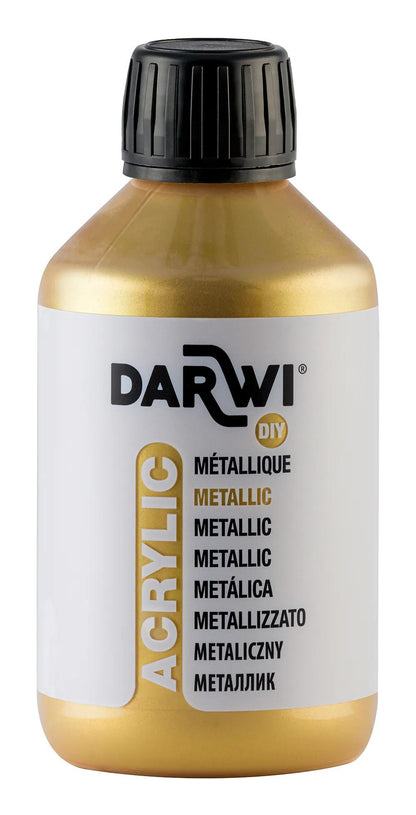 Darwi 250 ml bottle of Universal Metallic Acrylic Paint - Gold 050 (Pack x3)