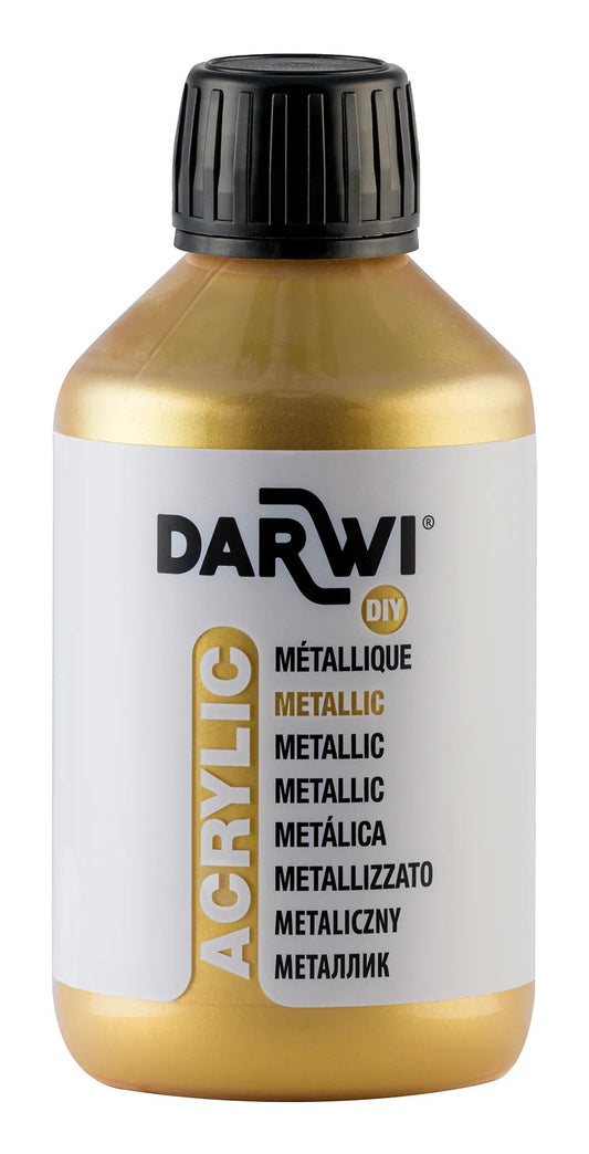 Darwi 250 ml bottle of Universal Metallic Acrylic Paint - Gold 050 (Pack x3)