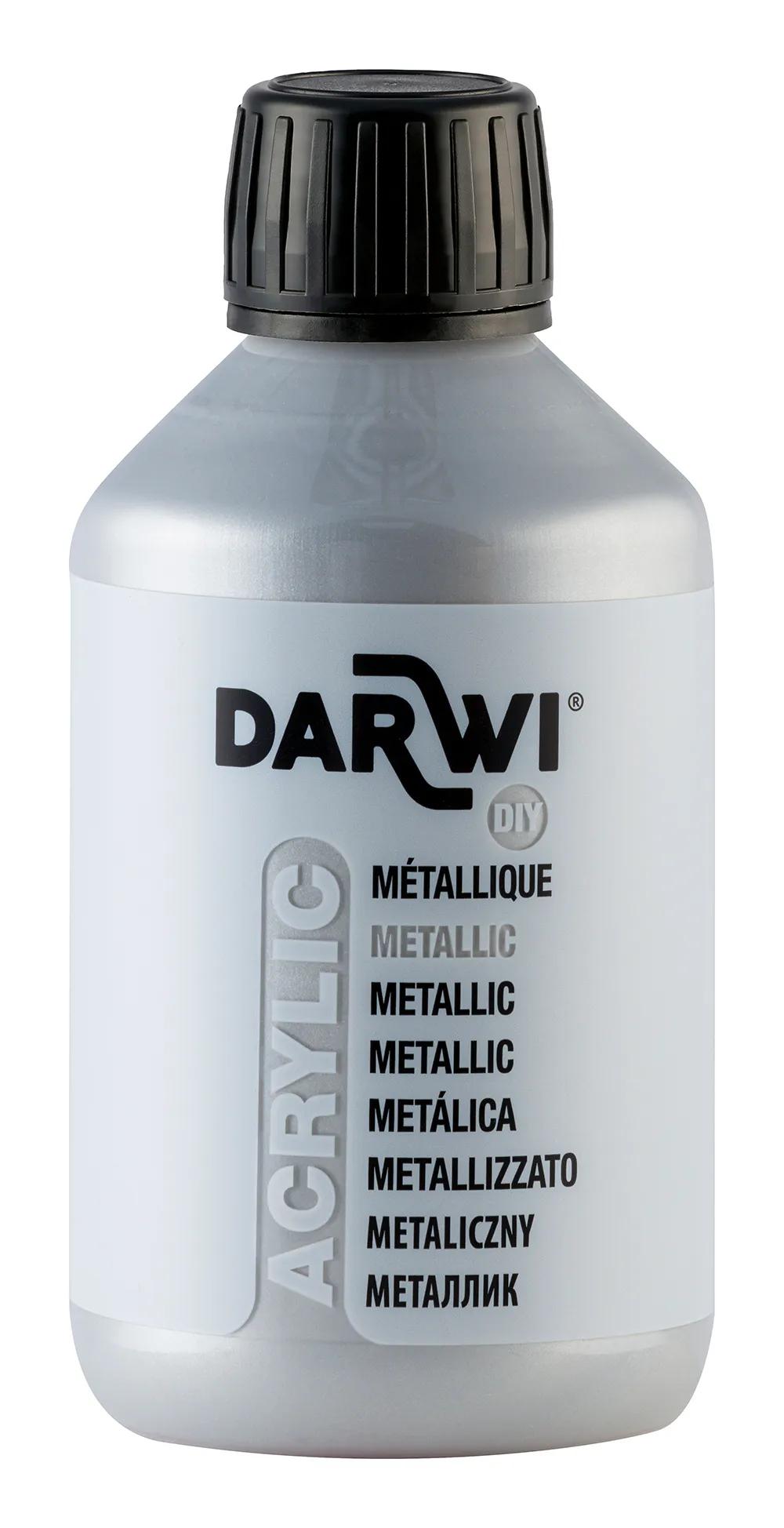 Darwi 250 ml bottle of Universal Metallic Acrylic Painting - Silver 080 (Pack x3)