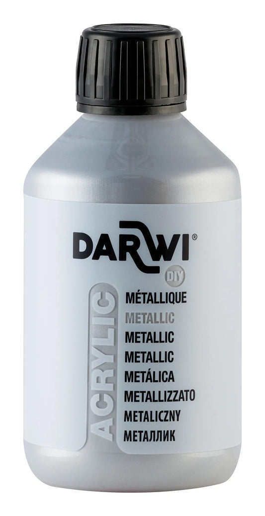 Darwi 250 ml bottle of Universal Metallic Acrylic Painting - Silver 080 (Pack x3)