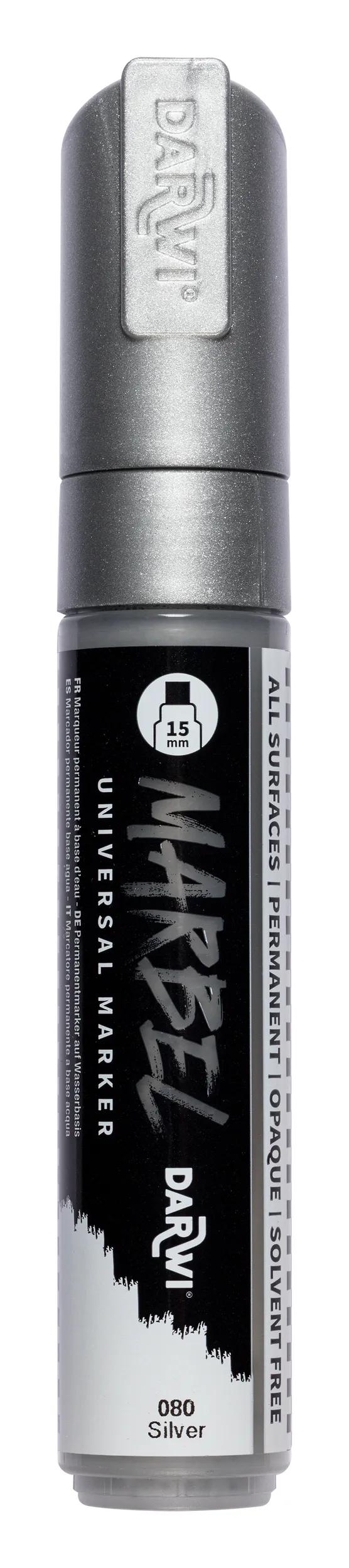 MARBEL Universal Marker Large Rectangular Point 15mm - Silver 080 (Pack x3)