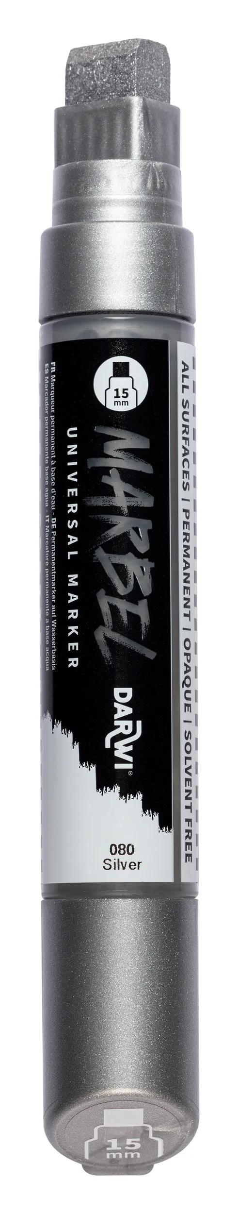 MARBEL Universal Marker Large Rectangular Point 15mm - Silver 080 (Pack x3)