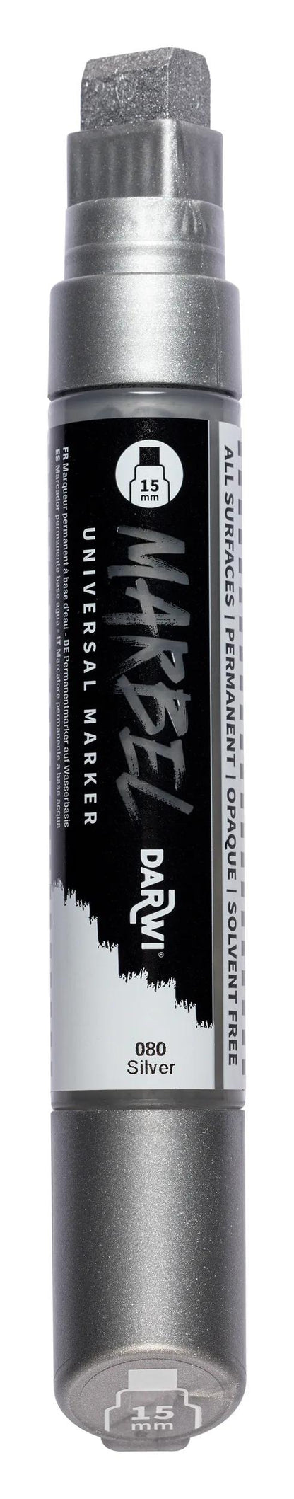 MARBEL Universal Marker Large Rectangular Point 15mm - Silver 080 (Pack x3)