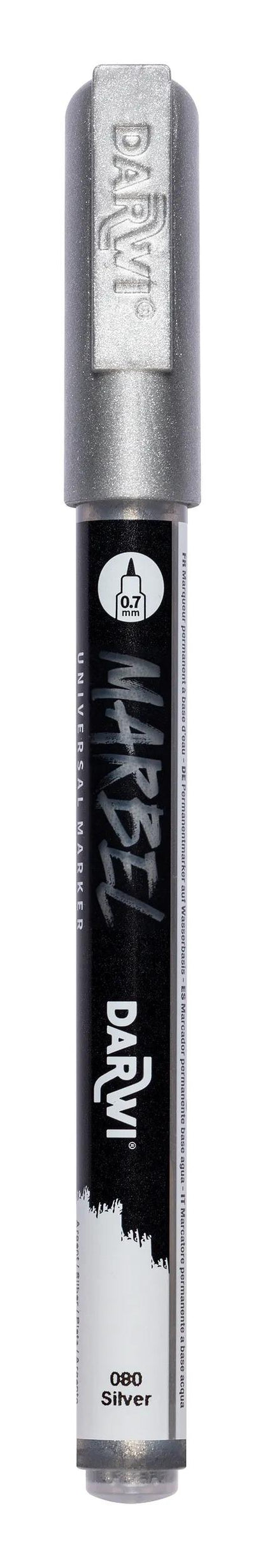 MARBEL Universal Point Marker Extra Fine 0.7mm - Silver 080 (Pack x6)