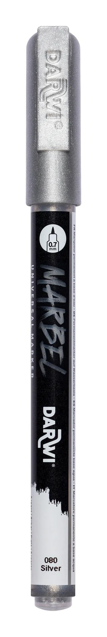 MARBEL Universal Point Marker Extra Fine 0.7mm - Silver 080 (Pack x6)